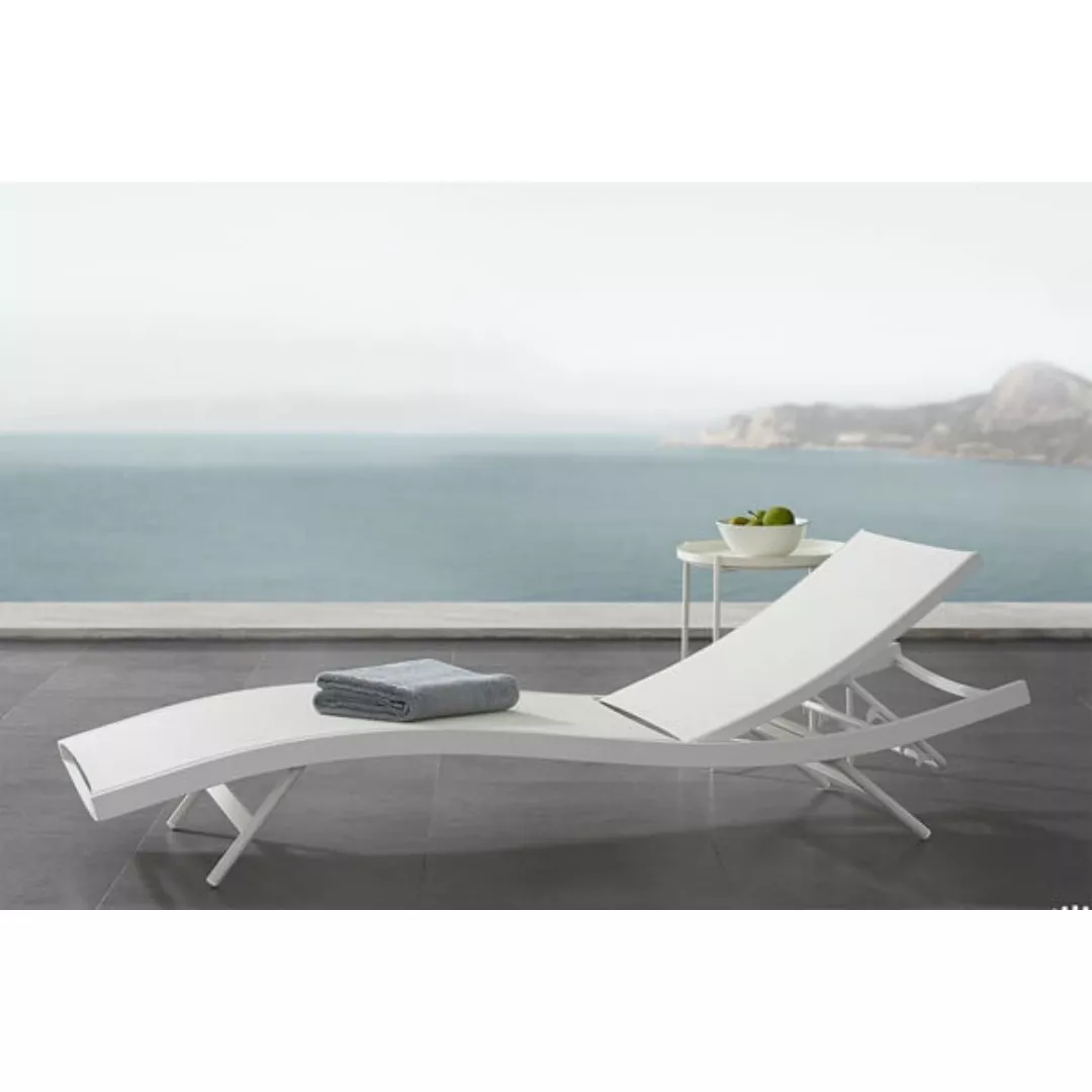 Hotel Curved Outdoor Chaise Lounge-STLOU5380
