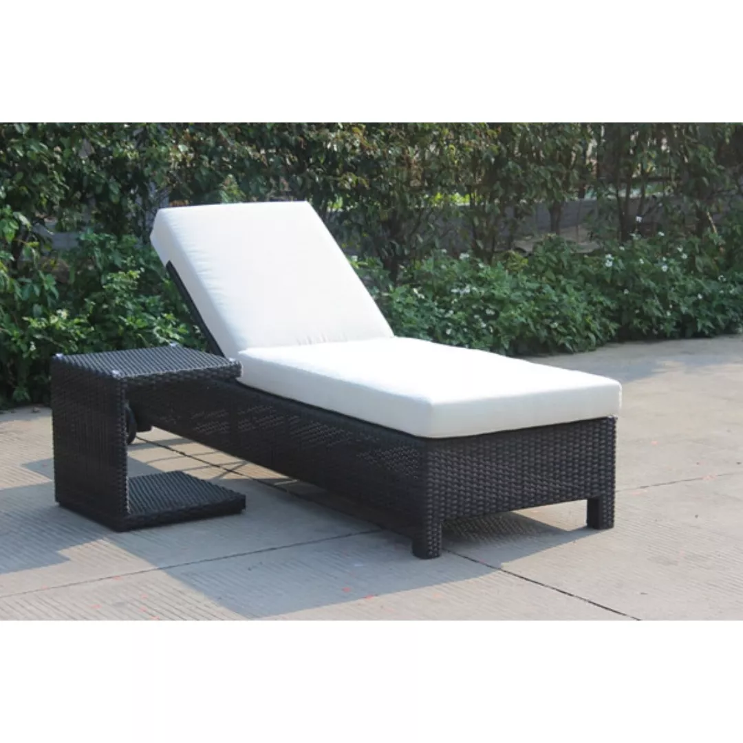 Hotel Rattan Outdoor Chaise Lounge with Side Table-STLOU5398
