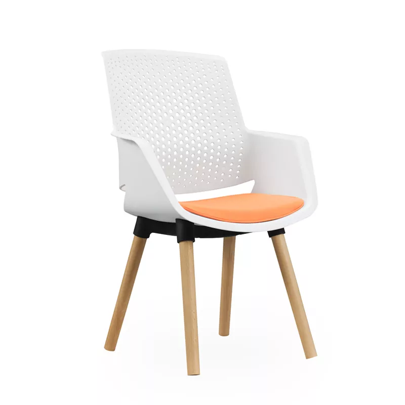Modern Hotel Guest Chair with Plastic Back and Wooden Legs-STLOC5433