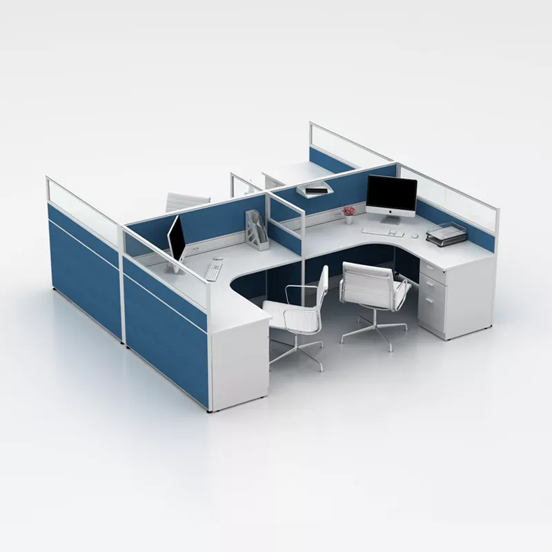 4-Person U-Shaped Workstation with Red Panels – STLOT5461