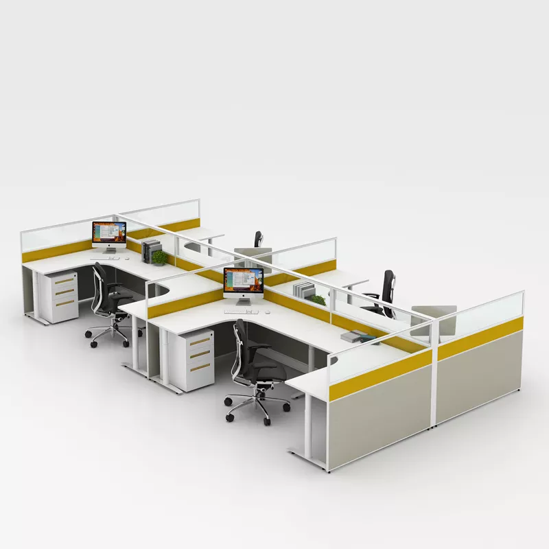 6-Person Office Workstation with Red Panels – STLOT5460