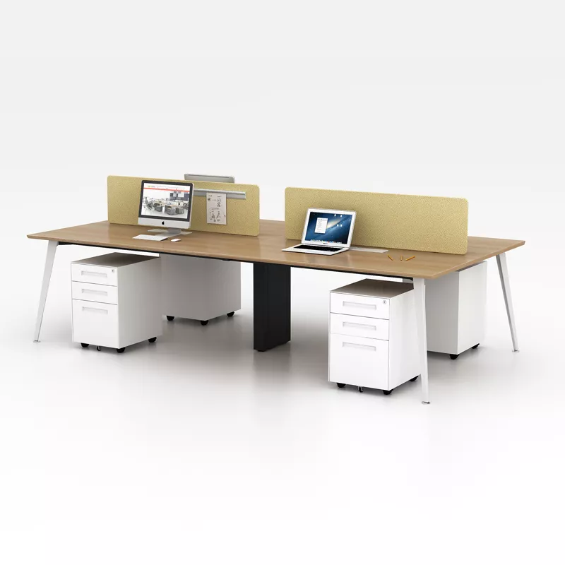 Extended Bench Workstation with Yellow-Gold Screens – STLWO5496