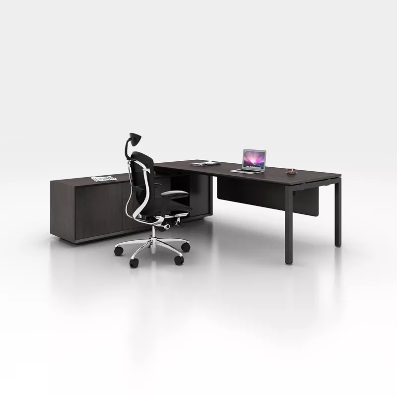 L-Shaped Hotel Office Desk with Side Cabinet – STLOU5520