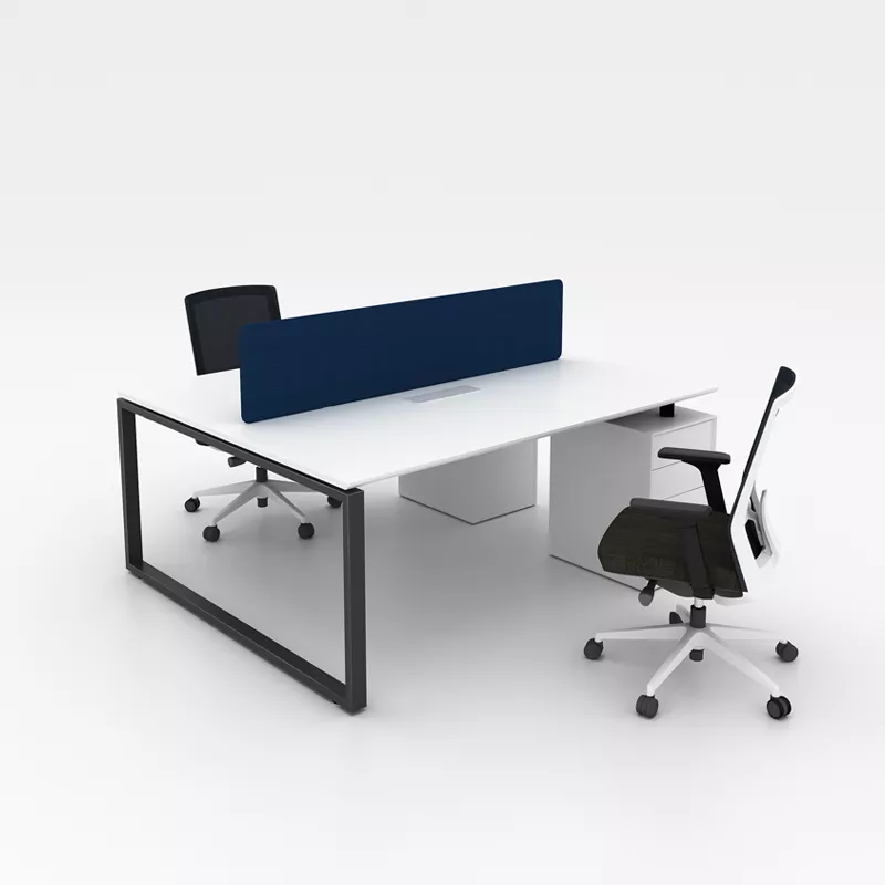 White Dual Workstation with Navy Divider – STLWO5503