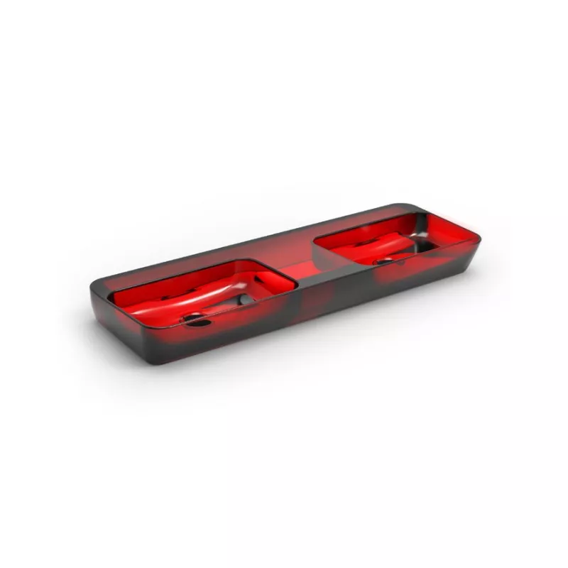 Red Double Transparent Countertop Basin STLBS6199