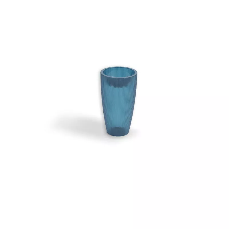Blue Ribbed Transparent Pedestal Basin STLBS6191