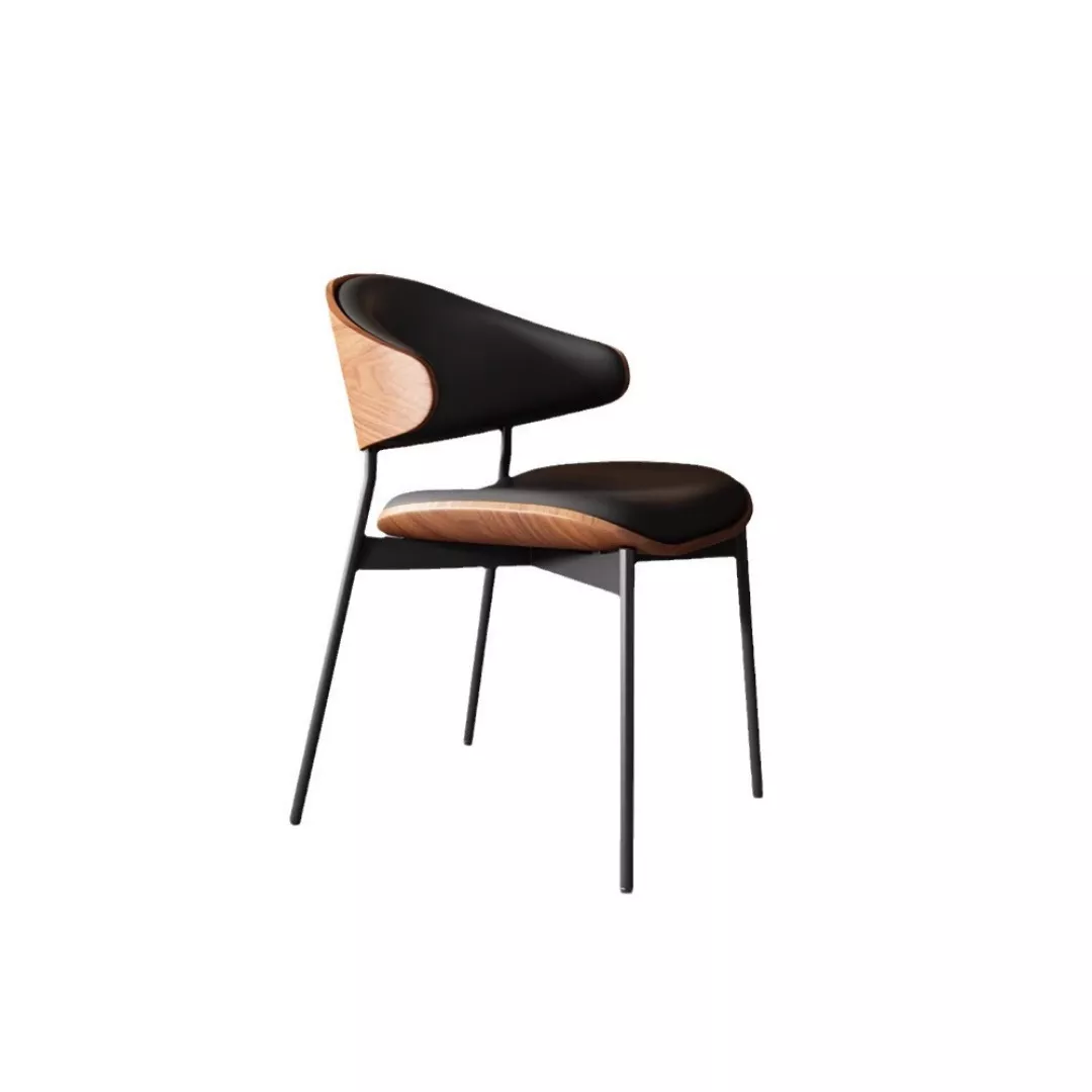 Wood & Leather Dining Chair-STLOU6443