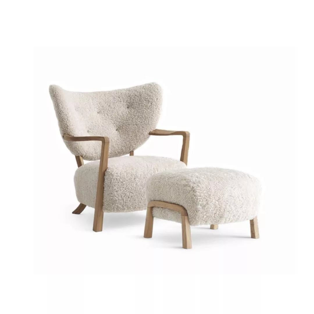Shearling Armchair with Ottoman-STLOU6852
