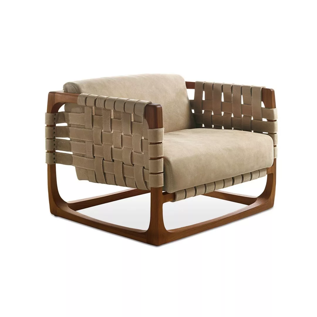 Woven Leather Lounge Chair-STLOU6849