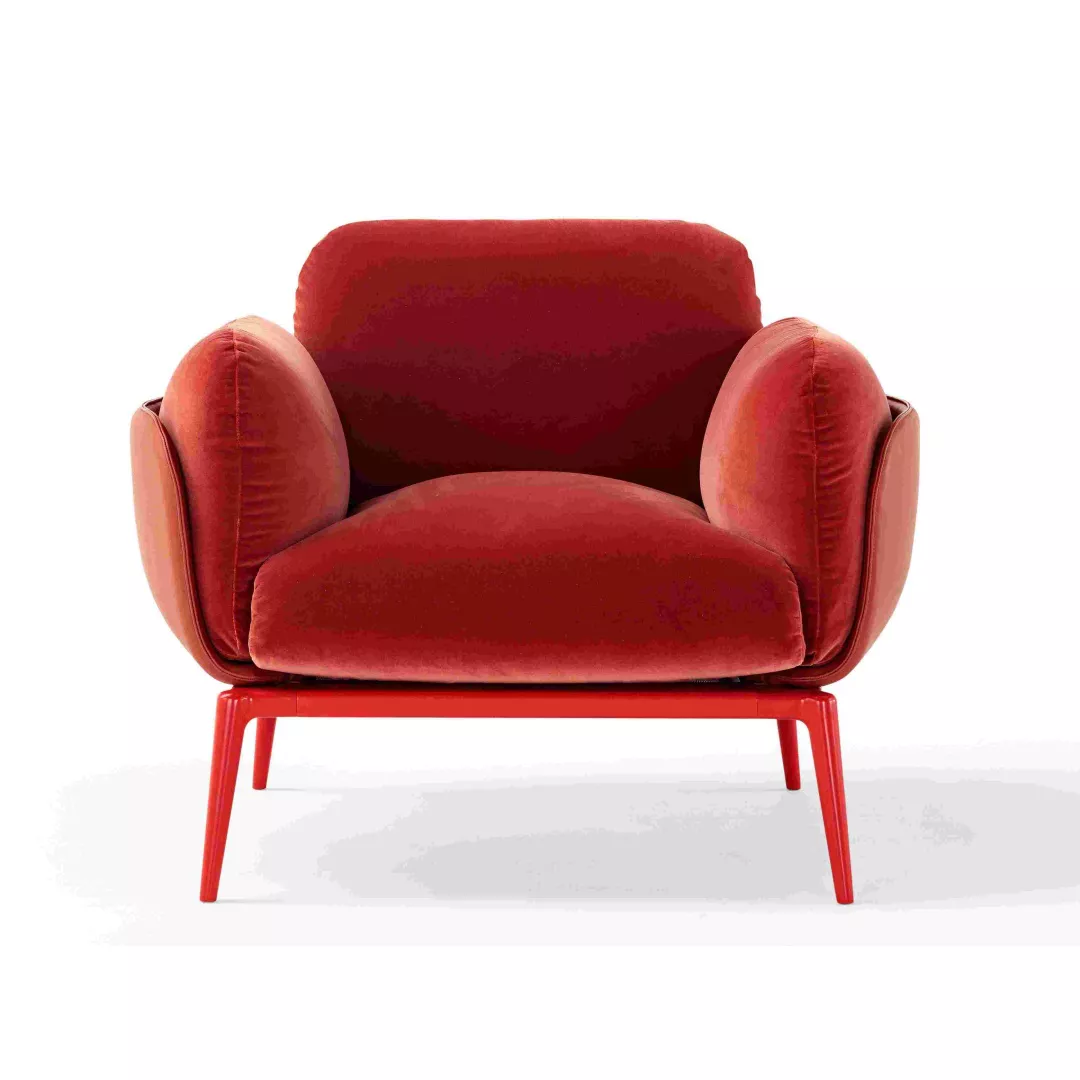 Hotel Red Velvet Lounge Chair-STLOU6896