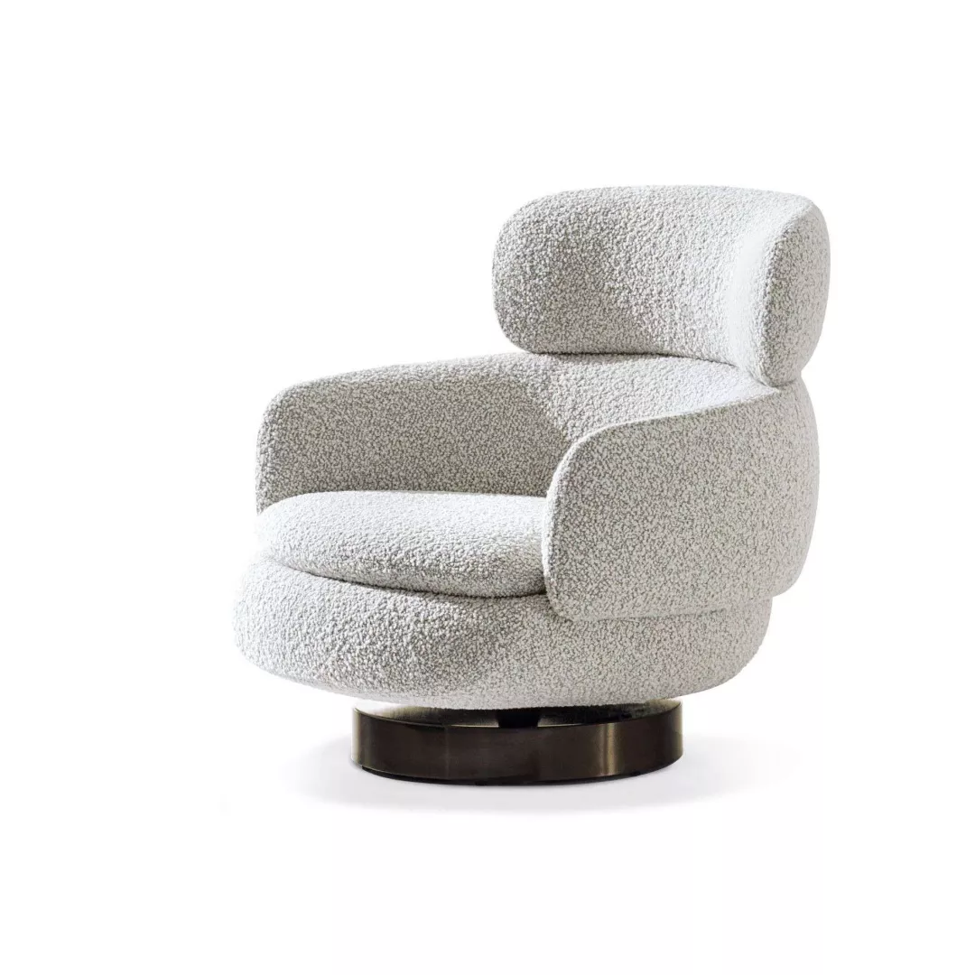 Hotel Swivel Bouclé Lounge Chair Set-STLOU6890