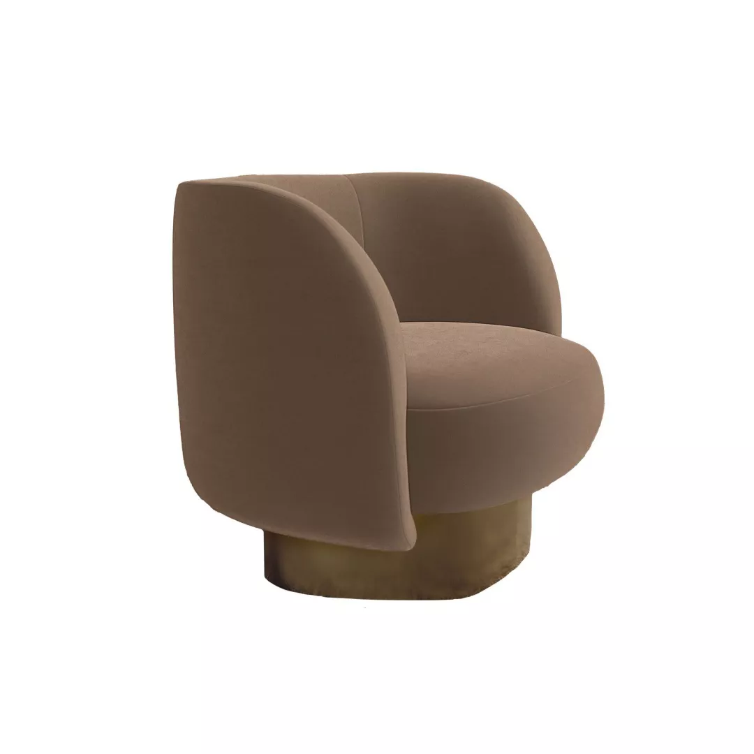 Modern Brown Upholstered Lounge Chair with Sculptural Form - STLOU6934