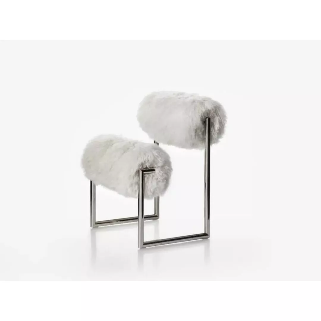 Modern Sheepskin Metal Frame Lounge Chair - STLOU6926