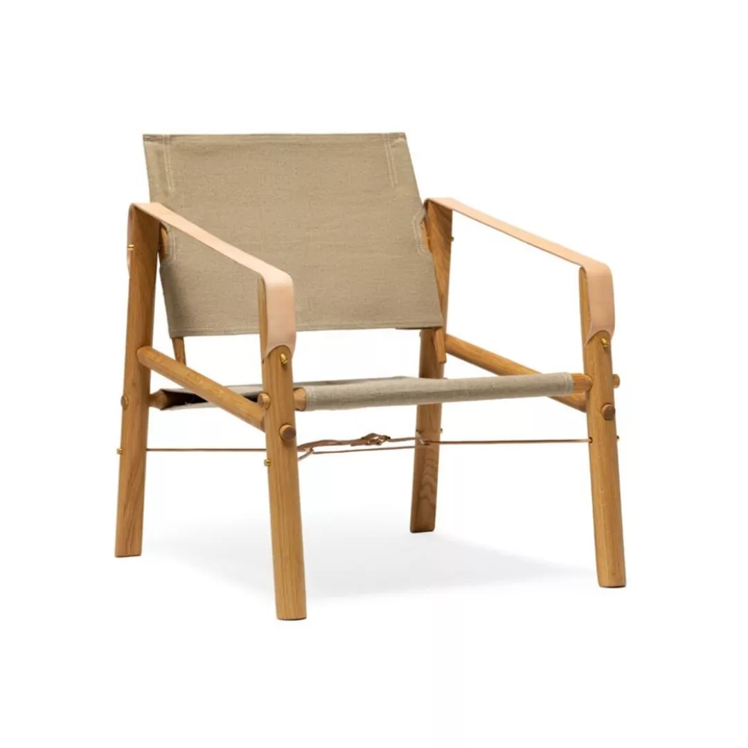 Natural Wood Frame Sling Chair with Canvas Back - STLOU6917