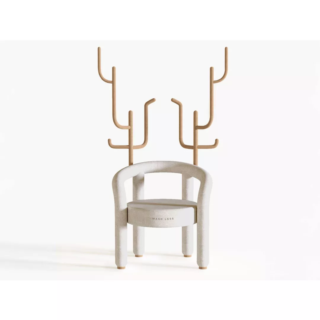 Sculptural White Lounge Chair with Tree-Inspired Back - STLOU6914