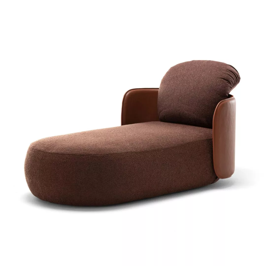Hotel Curved Fabric Chaise with Leather Arm – STLSF7013