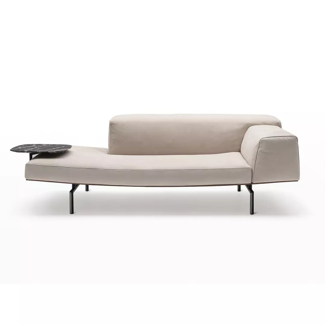 Hotel Leather Chaise Lounge with Marble Table–STLSF7055