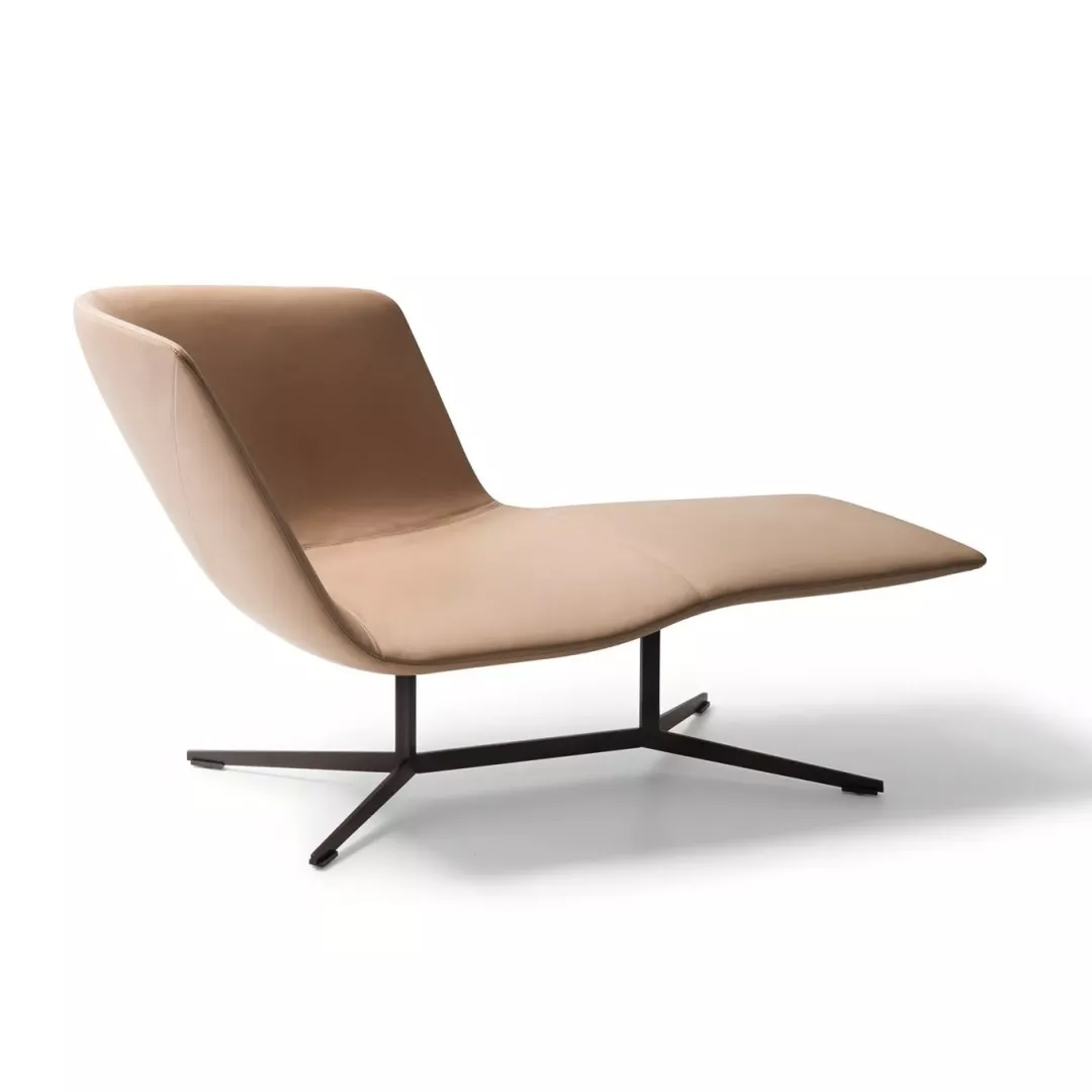 Hotel Shell-Form Leather Chaise Lounge–STLSF7062