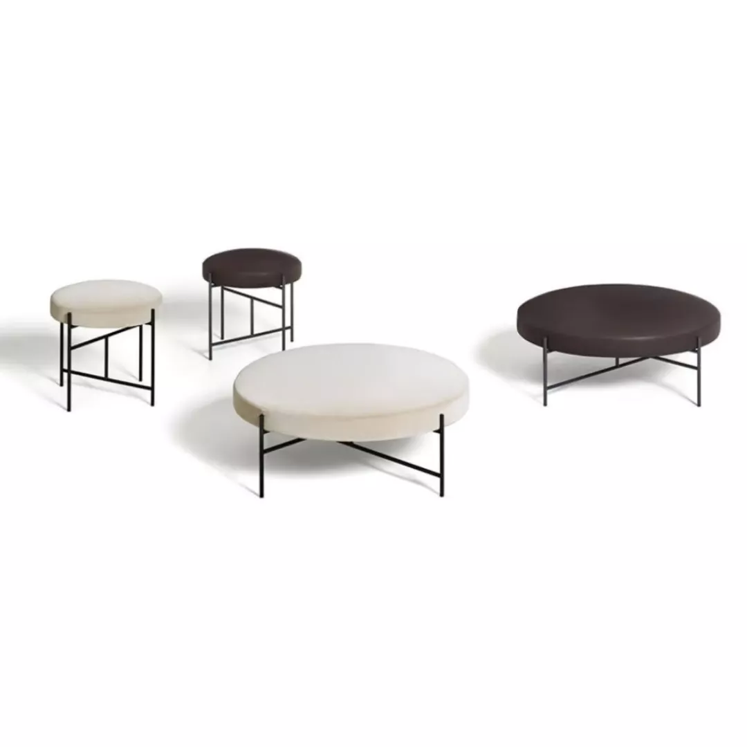 Round Leather & Steel Cocktail Ottoman – STLOT7174