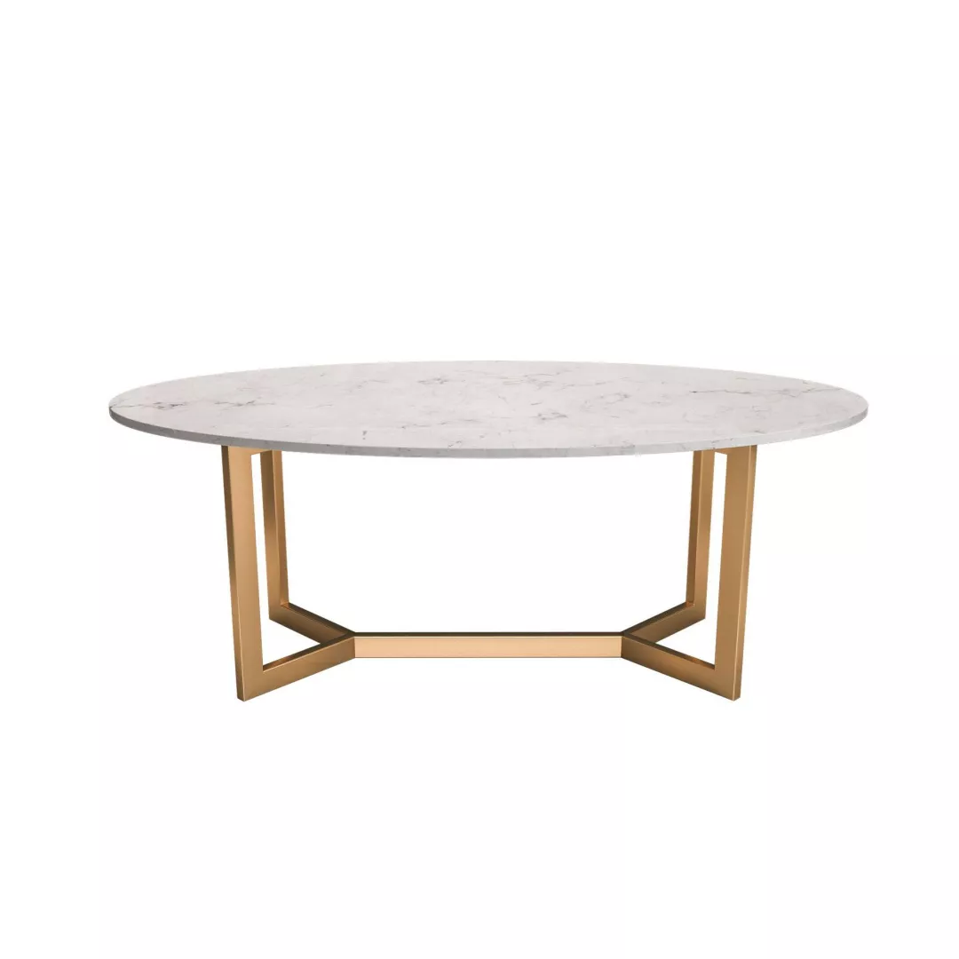 Round Marble Coffee Table with Gold X-Base–STLTT7325