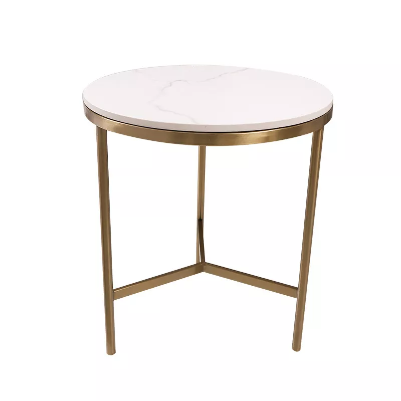 Round Marble Side Table with Gold U-Legs–STLTT7340