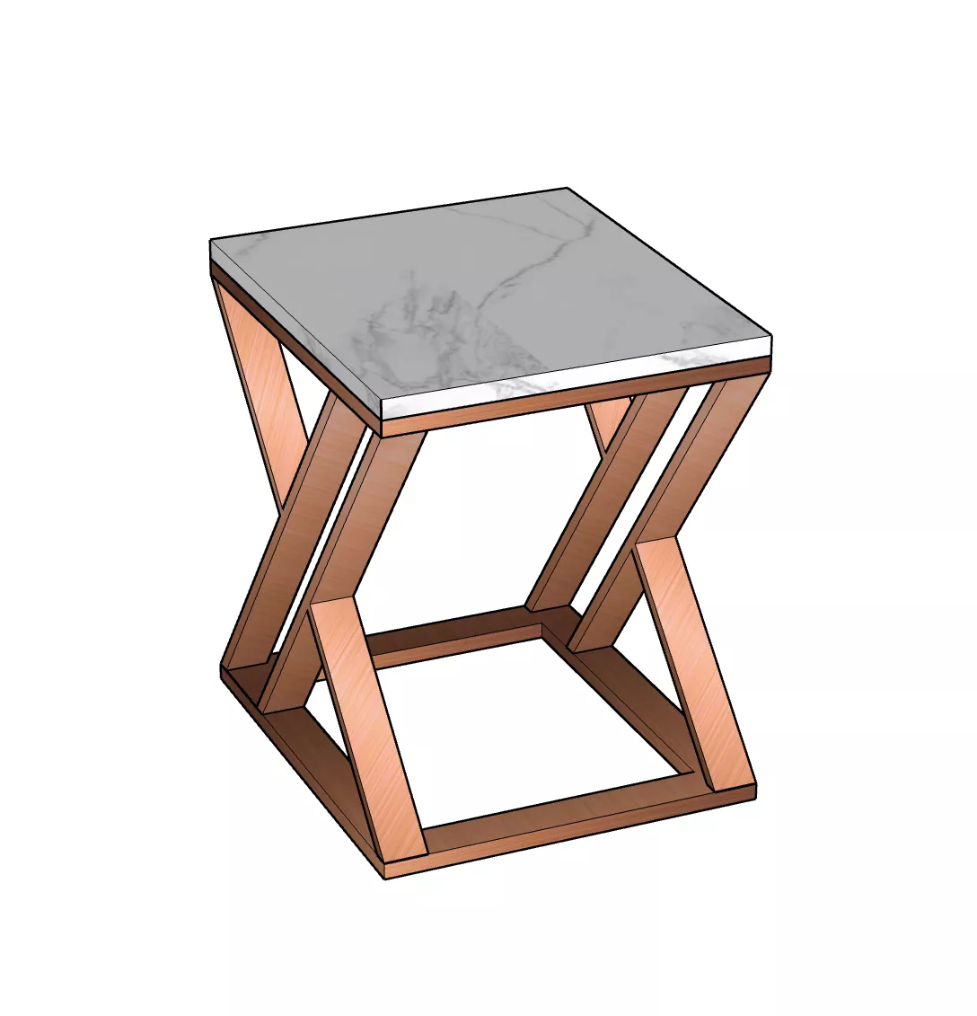 Square Marble Accent Table with Angled Wood Base–STLTT7328