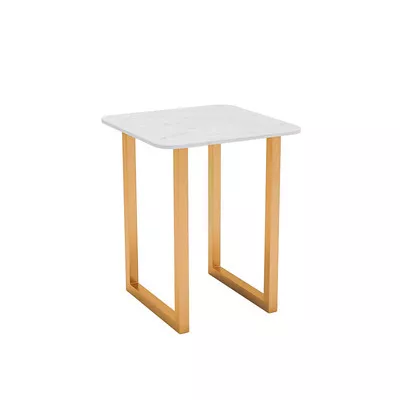 Square Marble Side Table with Gold U-Legs–STLTT7327