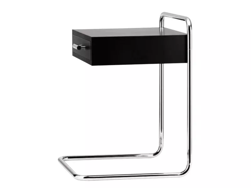 Hotel Night Table with Chrome Frame and Black Drawer – STLNT7421